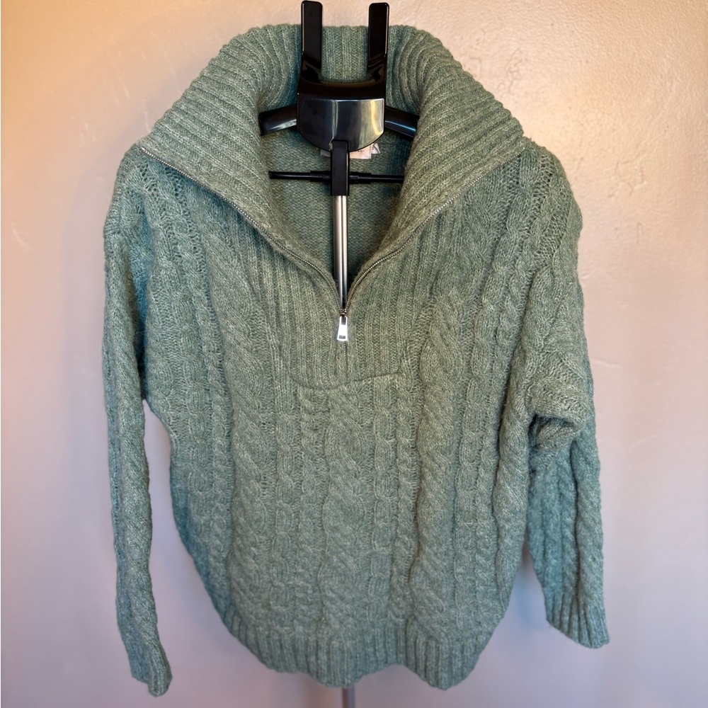 All in Favor Sage Green Cowl Neck Sweater